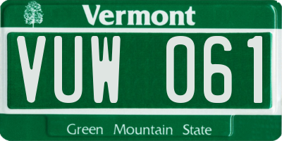 VT license plate VUW061