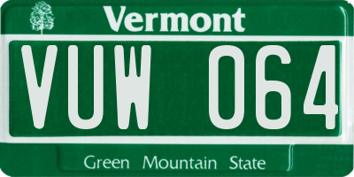 VT license plate VUW064