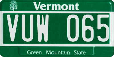 VT license plate VUW065