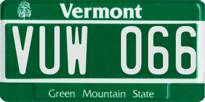VT license plate VUW066