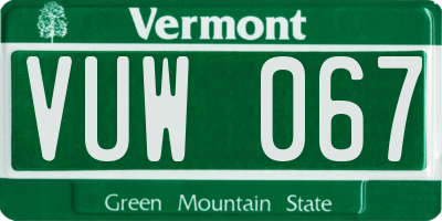 VT license plate VUW067
