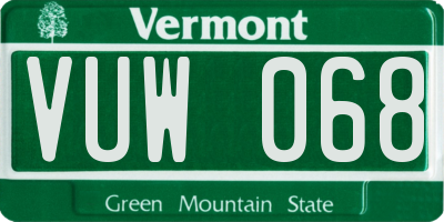 VT license plate VUW068