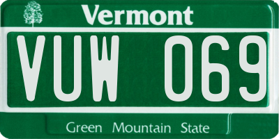 VT license plate VUW069