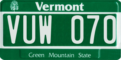 VT license plate VUW070