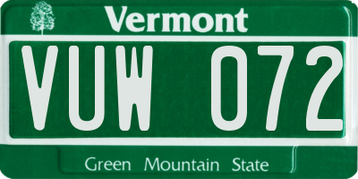 VT license plate VUW072