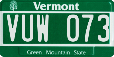 VT license plate VUW073