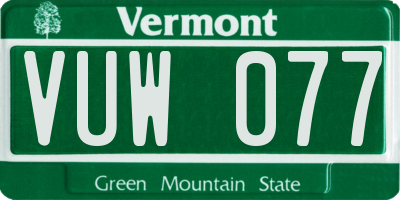 VT license plate VUW077