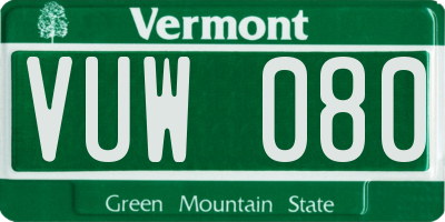 VT license plate VUW080