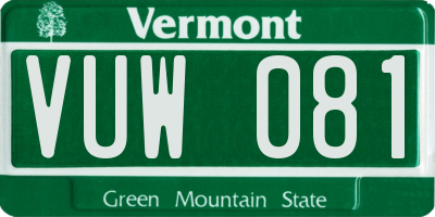 VT license plate VUW081
