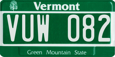 VT license plate VUW082
