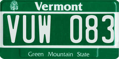 VT license plate VUW083