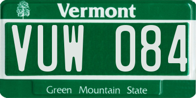 VT license plate VUW084