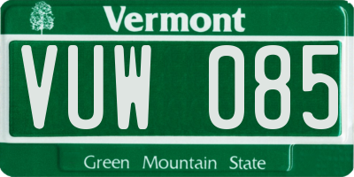 VT license plate VUW085