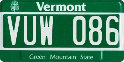 VT license plate VUW086