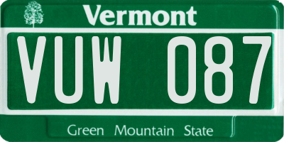 VT license plate VUW087