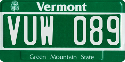 VT license plate VUW089