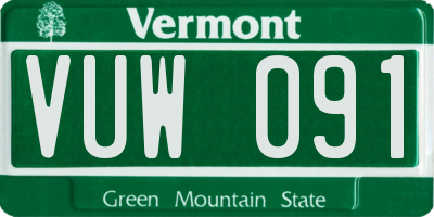 VT license plate VUW091