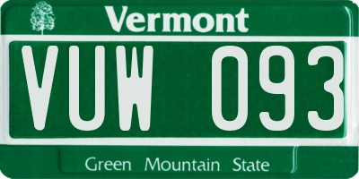 VT license plate VUW093