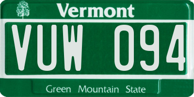 VT license plate VUW094