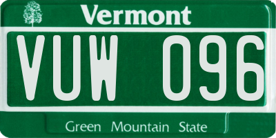 VT license plate VUW096