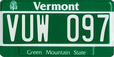 VT license plate VUW097