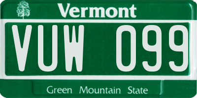 VT license plate VUW099