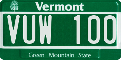 VT license plate VUW100