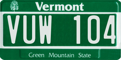 VT license plate VUW104