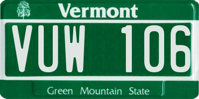 VT license plate VUW106