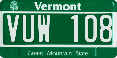 VT license plate VUW108