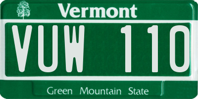 VT license plate VUW110
