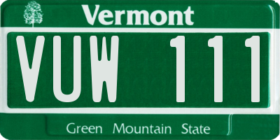 VT license plate VUW111