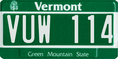 VT license plate VUW114