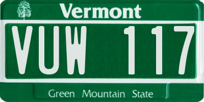 VT license plate VUW117