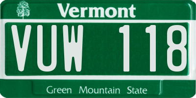 VT license plate VUW118