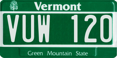 VT license plate VUW120