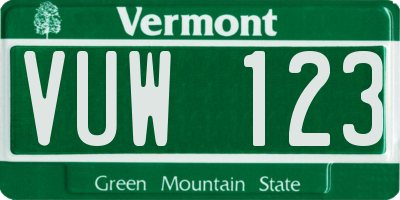 VT license plate VUW123