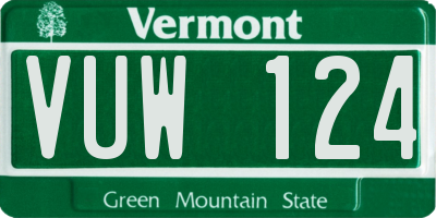 VT license plate VUW124