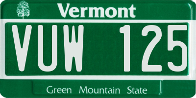 VT license plate VUW125