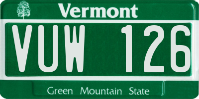 VT license plate VUW126
