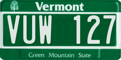 VT license plate VUW127