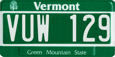VT license plate VUW129