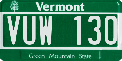 VT license plate VUW130