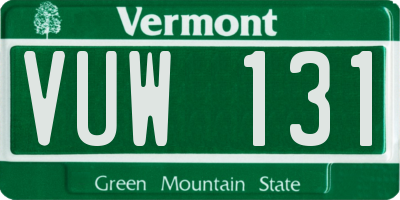 VT license plate VUW131