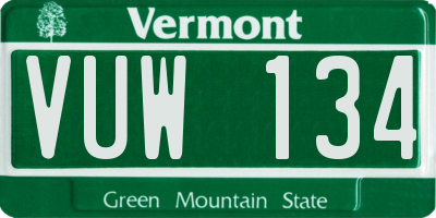 VT license plate VUW134