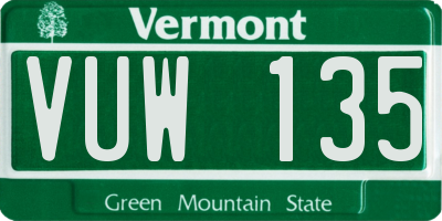 VT license plate VUW135