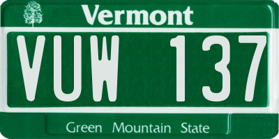 VT license plate VUW137