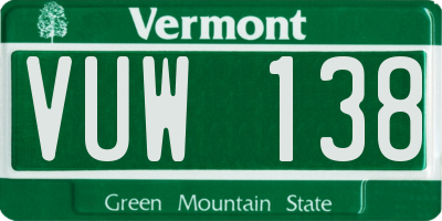 VT license plate VUW138