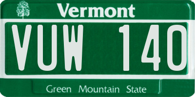 VT license plate VUW140