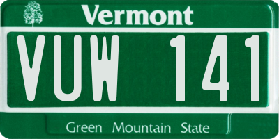 VT license plate VUW141